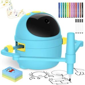 Drawing Robot for Kids with Card-Sensing Camera, 150 Learning Cards and 17 Colored Pens, Smart Painting Art Machine with Voice Guide for Boys Girls, Step-by-Step Auto Drawing for STEM Early Learning