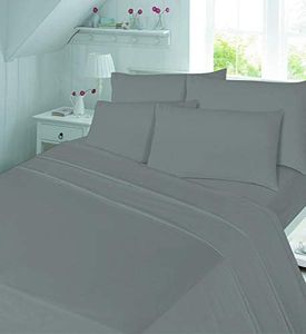 AR Textile Luxury Quality 100% Brushed Cotton 4 Piece Flannelette Sheet Set in, Thermal Sheet set, (Fitted Sheet, Flat Sheet & Pillow Cases) (Grey, King)