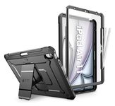 SUPCASE for iPad Air 11 Inch Case 6th Generation M2 2024, [Built-in Screen Protector & Pencil Holder & Stand] Full-Body Rugged Cover for iPad Air 6th/5th/4th Gen (11/10.9 Inch, 2024/2022/2020), Black