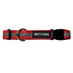 Pretty Paws Premium Reflective Dog Collar for Medium to Large Pet Breeds | Adjustable Length, Super Lightweight | Heavy Duty Metal D-Ring and Buckle (Red)