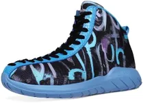 Men's Blue High Top Sneakers Graffi