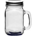 SAVE Mason Jar with Airtight Lid & with handle | Transparent Glass | 450 ml | Lid without hole | Glass Container for Overnight Oats, Drinks, Shakes and More | Kitchen Storage Jar