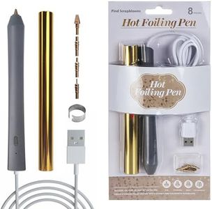 Find Scrapblooms Foil Quill Pen Starter Kit with 4 Size Metal Tips &1pc Heat Activated Foil Rolls, Hot Foiling Pen for Card Making Scrapbooking Tools,USB Powered (Grey)