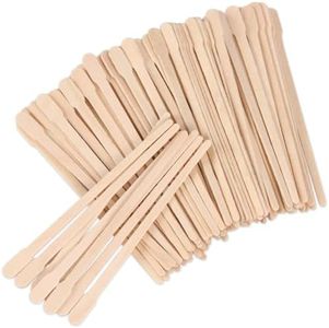 100 piezas palitos de cera de madera, espátulas para cera, palitos de cera pequeños, aplicadores de cera para cejas, palitos artesanales de madera