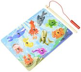 Melissa & Doug Magnetic Wooden Fishing Game and Puzzle With Wooden Ocean Animal Magnets