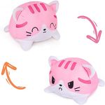 Thedttoy Reversible Cat Plush Cat Soft Toy Happy Sad Cat Emotion Kitten Double-Sided Flip Doll Show Your Mood Without Saying A Word Cute Small Stuffed Animal Birthday Presents for Kids Pink