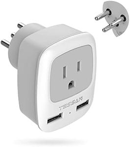 Israel Palestine Power Adapter Plug, TESSAN International Travel Adaptor with Dual USB Charging Ports, Power Outlet Wall Charger for USA/Canada to Israeli (Type H)