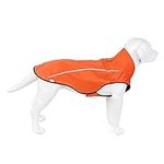 Mile High Life | Dog Raincoat | Adjustable Water Proof Pet Clothes | Lightweight Rain Jacket with Reflective Strip | Easy Step in Closure (S,Orange)