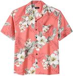 MCEDAR Mens Hawaiian Shirts Short Sleeve Button Down Tropical Aloha Beach Shirt -Big and Tall, Meat Pink2310, 5X-Large