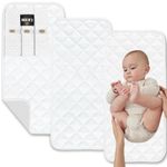 ADBENI HOME 3 Pack Soft 100% Waterproof Hypoallergenic Absorbent Baby Changing Liners, Stay in Place Pad, Slip Resistant, Quilted Machine Washable Reusable, Diaper Mat Cover, 69x33 cm, White