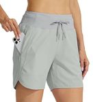 Willit Women's 5" Athletic Running Shorts Quick Dry Workout Hiking Shorts High Waisted Active Shorts Zipper Pocket Gray L