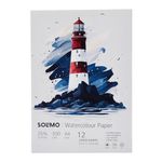 Amazon Brand - Solimo A4 Watercolour Paper | 300 GSM | 25% Cotton | Cold Pressed | Suitable for Watercolor Painting, Sketching, and More (Pack of 12 Sheets)