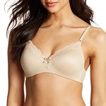 Maidenform Women's Comfort Devotion Extra Coverage Wire Free Lift and Lace Full Cup Everyday Bra, Beige (Latte Lift/Black), 38C