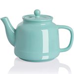 SWEEJAR Porcelain Teapot with Infuser and Lid, 30 OZ Teaware with Stainless Steel Filter for Tea, Milk, Coffee, Office, Home, Turquoise