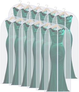 Garment Bags Covers (24''X60'' Set of 12) Long Dress Bags for Hanging Clothes (Pack of 6) with Study Full Zipper Coat Covers for Closet Clothes Storage and Travel