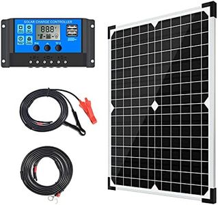 Apowery Solar Panel Kit 12V Monocrystalline,Battery Maintainer +10A Solar Charge Controller + Extension Cable with Battery Clips O-Ring Terminal for RV Marine Boat Off Grid System (20W)