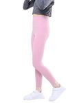 Morning8Kids Girls‘ Leggings Yoga Pants Dance Leggings Compression Pants 7/8 Length Ankle Length High-Rise SkinnieSoft Sweat-Wicking Four-Way Stretch (Pink, C10)