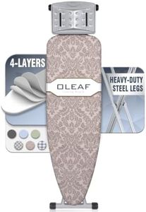 oleaf Ironing Board with Cover and Thicken Pad Height Adjustable Full Size Foldable Iron Board with Iron Rest, Stable Steel Legs, Metal Construction, Heat Resistant, Damascus