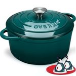 Overmont Enameled Cast Iron Dutch Oven - 5.5QT Cookware with Cookbook Cotton Heat-resistant Caps - Heavy-Duty Enamel Pot with Lid for Braising Stews Roasting Bread Baking