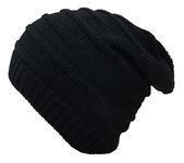 Gajraj Wrinkled Slouchy Beanie for Men & Women (Jet Black)