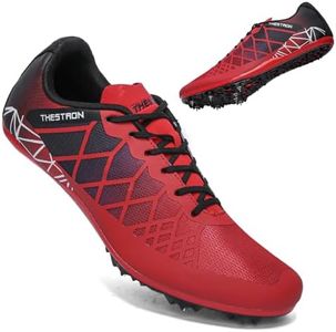 THESTRON Professional Spikes Track & Field Shoes for Men Women Kids Breathable Racing Jumping Sprint Running Sneakers Red Black