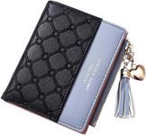 TNGN Small Purses for Women PU Leather Bifold Wallet, Credit Card Holder, Women's Wallet with Coin Purse Zipper Pocket Mini Lady Purse (Black)