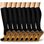 Copper Compression Socks For Men & Women -8 Pairs- Best For Running and Travel