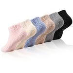 Candcamp 6 Pairs Slipper Fluffy Socks for Women, Fuzzy Winter Low Cut Bed Socks with Anti-slip Grain for House Floor Bed Sleeping