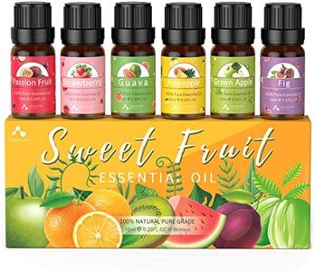 ASAKUKI Fruit Essential Oils Set of 6 x 10ml Aromatherapy Oils for Diffusers - Passion Fruit, Strawberry, Guava, Pineapple, Green Apple, Fig Fruity Scented Fragrance Oils for Diffusion, Candle Making