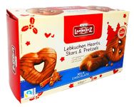 Milk Chocolate Lebkuchen in Stars, hearts & pretzels shapes 500g - German Gingerbreads coated with Milk Chocolate