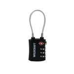 Wildcraft Metal TSA Approved Wired Lock for Bag, Luggage, Travel, 3 Digit Lock Combination - Black