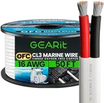 GEARit 16/2 Marine Wire (50 Feet) 16AWG Gauge - Tinned OFC Copper/Marine Grade Speaker Cable/Duplex / 2 Conductors - OFC Oxygen-Free Copper, White 50ft