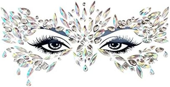 Neva Nude Chickadee Masquerade Clear Iridescent Face Crystal Sticker - Face Gems for Carnivals, Halloween, Festivals, Raves, & Parties | Medical Grade Adhesive, Waterproof, & Sweatproof | Made in USA