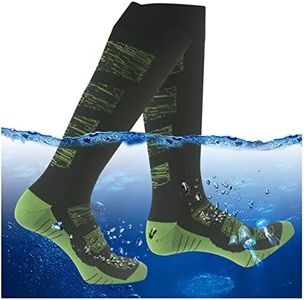 RANDY SUN Waterproof Breathable Knee High Socks, Women Youth Breathable Summer Outdoor Athletic Rain Sand Muddy Socks Black&Green, X-Small