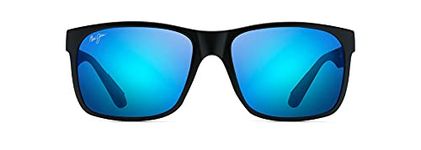 Maui Jim Unisex's Red Sands Sunglasses, Matte Black/Blue Hawaii Polarized, Large