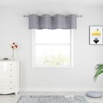 Linen Textured Valance Curtains Living Room 18 inches Long Kitchen Short Small Mini Charcoal Grey Bedroom Curtain Toppers Valance 1 Panel Grommet Top 54"x18"