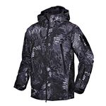 MakingDa Mens Waterproof Jackets Winter Casual Sweatshirt Coat Softshell Fleece Warm Lined Multi Zipper Pockets Loose Light Running Jackets Tactical Military Climbing Cardigan（BlackCamo，XXL）