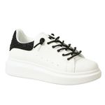 IVACHY Women Fashion Glitter Sneakers Platform Shoes Sparkling Crystal lace up Glamour Comfort Sneaker lace up Size UK White Black
