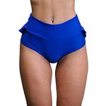 Women's High Waist Workout Gym Shorts Sexy Club Hot Pants Yoga Booty Shorts Dance Skirts, C-blue, Medium