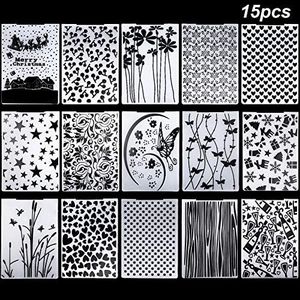 15 Pieces Embossing Folders 5.7 x 4.2 Inch Plastic Template Cards Christmas for Making Paper Cards Photo Album Wedding Decoration Scrapbooking Crafts