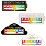 4PCS Social Battery Pin Funny Mood Pin Badge Creative Expression Pin Brooch Cute Adjustable My Social Battery Badge for 7 Days Men Women Gift