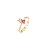 Daesar Wedding Ring for Women 18ct Gold Ring Band 0.19ct Red Ruby Crown Oval Shape Wedding Bands Gold Ring Size 9