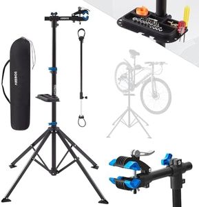 AREBOS Support de montage professionnel pour vélo de montagne, vélo électrique, support de montage pour charges lourdes + sac avec dispositifs de libération rapide rotatif à 360° Noir/bleu