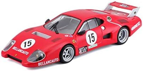 Bburago Ferrari 512 BB Series II (1981): 1:43 Scale Model Car, Ferrari Racing Series, Gift Box, 12 cm, Red #15 (18-36308)