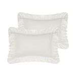 uxcell Triple Ruffle Pillowcases, Set of 2 Pillow Covers, Bedding Pillow Shams with Envelope Closure White Queen (51x76cm)