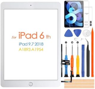 for iPad 6 2018 A1893 A1954 Touch Screen Replacement for iPad 6th Gen Digitizer for iPad 2018 Glass Panel with Tools & Home Button(White,Not LCD Display)