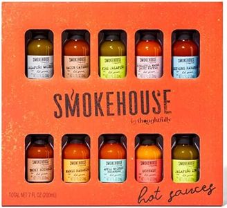 Smokehouse by Thoughtfully, Gourmet Hot Sauce Gift Set, Flavors Include Mango Habanero, Buffalo, Bacon Cayenne, Smoky Bourbon, Fire Jalapeño and More, Hot Sauce Variety Pack, Set of 10