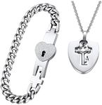 His & Hers Matching Set My Heart Needs Your Key Couple Heart Lock Bracelet and Key Pendant Necklace Key and Lock Couple Jewelry in a Gift Box (A AET)