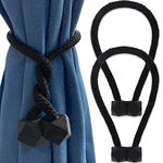 Yatinkim 2 Pack Magnetic Black Curtain Tiebacks Drapes Ties Window Draperies Holdbacks Twist Rope Modern Style Decorative Accessories Home Bedroom Dining