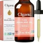 Cliganic Pure Squalane Oil for Skin & Hair (2oz) - Non-GMO Verified, Natural Plant-Derived Face Moisturizer (Packaging May Vary)